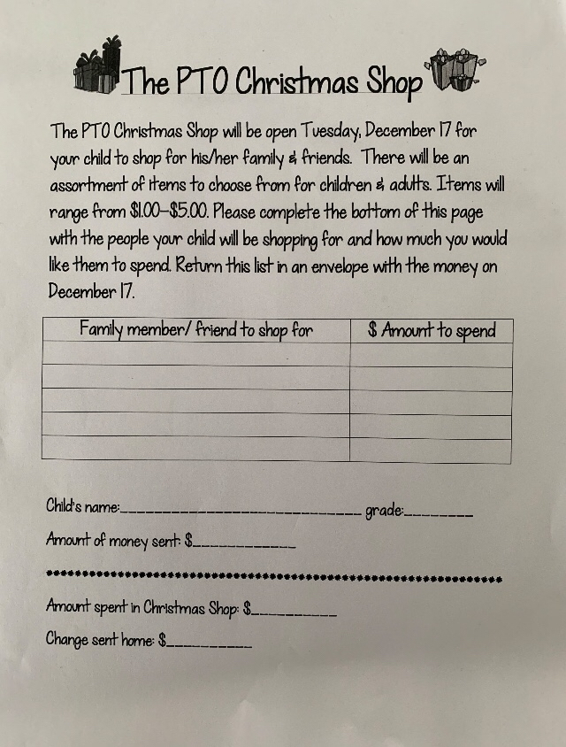 Christmas Shop form