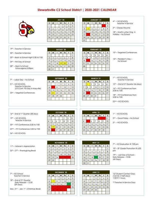 2020-2021 School Calendar - Approved | Stewartsville C2 School District